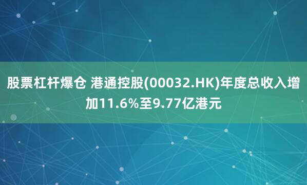 股票杠杆爆仓 港通控股(00032.HK)年度总收入增加11.6%至9.77亿港元